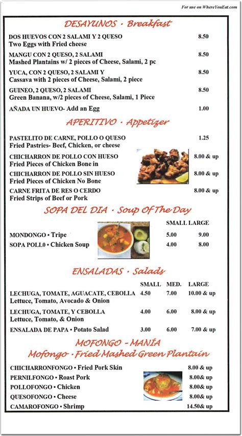 La Cocina De Mama Restaurant in Queens / Menus & Photos