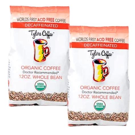 Amazon.com: 2 Pack Tyler’s No Acid Organic Coffee, Whole Bean Decaffeinated, 100% Arabica Full ...