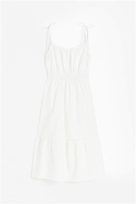 Tie-strap dress - White - Ladies | H&M IN