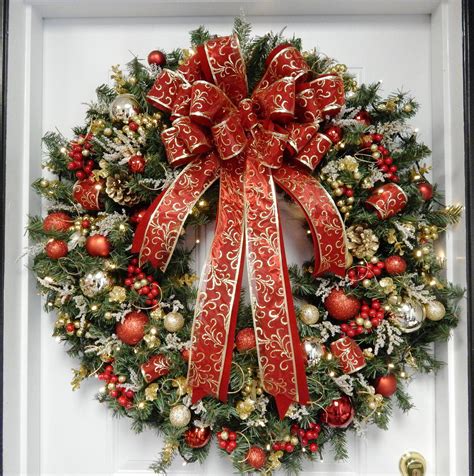 Christmas Wreath, Lighted XL Wreath, Lighted Wreath, Red Wreath ...