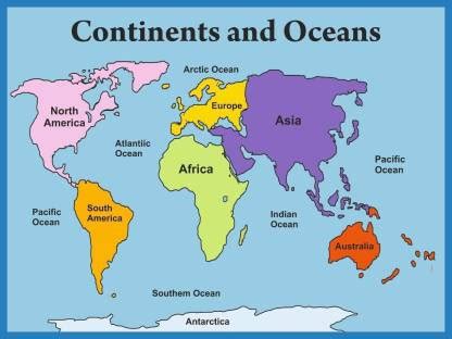 amg digital Wooden Continents & Oceans Map Jigsaw Puzzle with knobs for ...