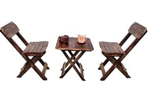 AB CRAFT Rustic Wooden Folding Bistro Set, 3-Piece Outdoor Furniture ...
