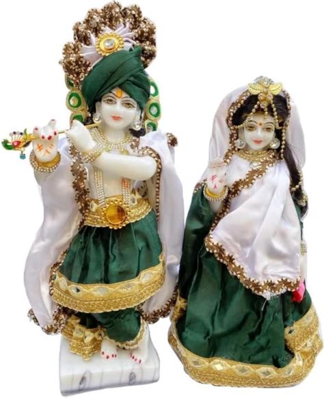 Buy S patnaik Radha Krishna Murti Marble Idol Statue- (Multicolour ...