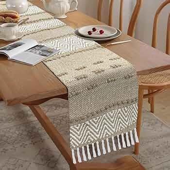 Luxe Home Elegant Beige and White Woven Table Runner with Tassels - Mix ...