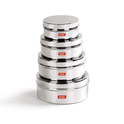 Sumeet Stainless Steel Flat Canisters Storage Containers Set