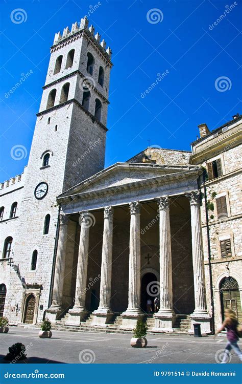 Temple of Minerva in Assisi Stock Photo - Image of christian ...