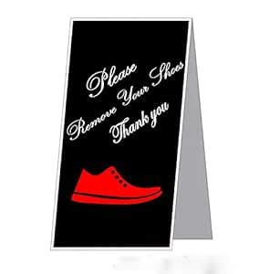 SIGNOOGLE Please Remove Your Shoes Acrylic Laminated Glass Hanging Sign ...