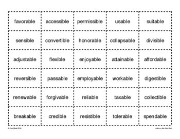 -able vs -ible Word Sort {Differentiated} + Seat Work | TpT