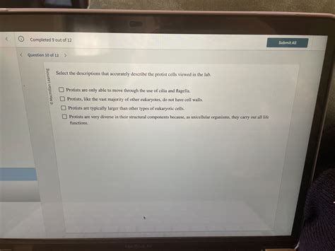 Completed 9 out of 12 Submit All Question 10 of 12 Select the descriptions that accurately ...