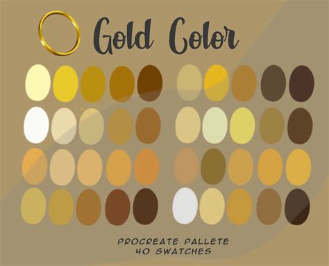 Gold Procreate Palette: iPad Color Swatches (digital Download) - Etsy | Color palette design ...