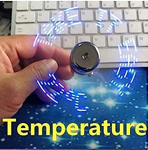 USB Fans Temperature Display Creative Gift with LED Light Cool Gadget ...
