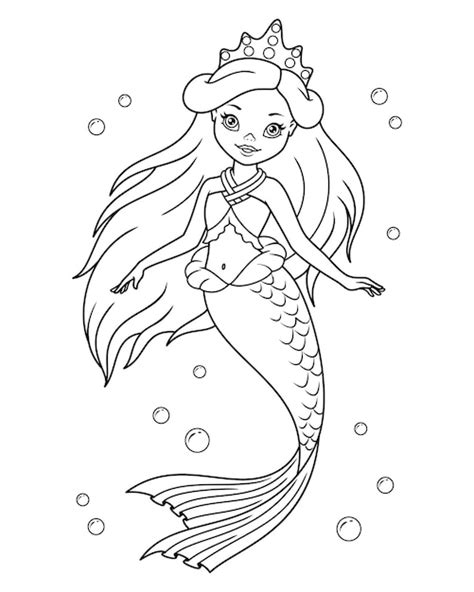 Desenho de princesa sereia para colorir | Vetor Premium