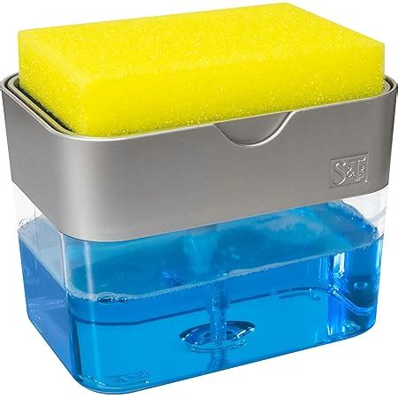 S&T INC. Dish Soap Dispenser and Sponge Holder for Kitchen Sink, Sponge ...