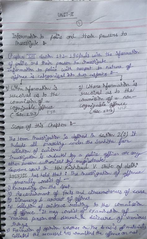 BNSS Notes UNIT-2: Police Powers in Cognizable Offence Investigation ...