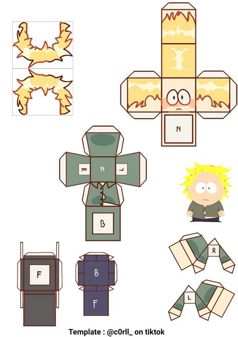 an image of paper crafting templates for the south park character from ...