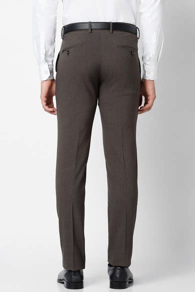 Buy Men Brown Textured Slim Fit Formal Trousers Online - 902265 | Peter ...