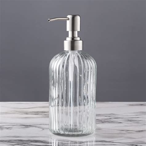 Easy Tang Glass Hand Soap Dispenser Silver Pump Refillable Dish ...