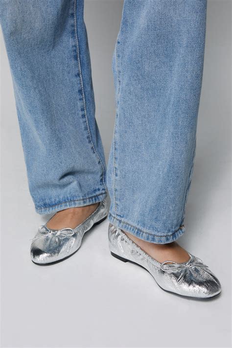 Womens silver flat shoes online