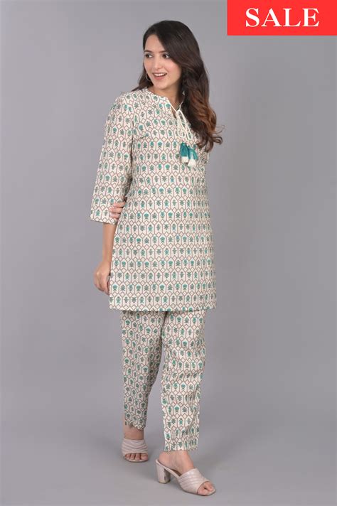 Green Floral Co-ord Set with Tassels