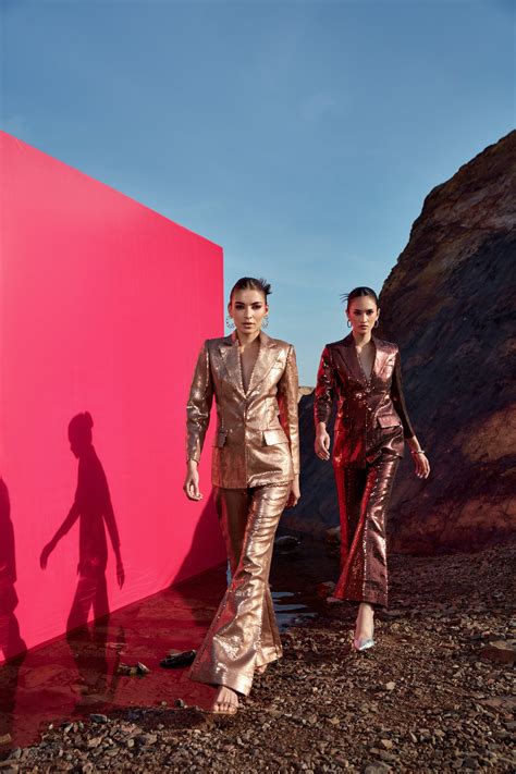 Copper-gold sequence cutout blazer set – Puneetkapoorlabel