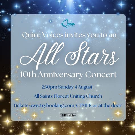 Quire Voices 10th Anniversary Concert, All Saints Floreat Uniting ...