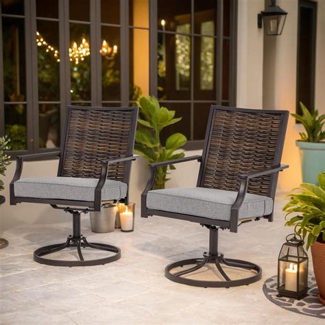 Amazon.com : EROMMY Patio Swivel Chairs Set of 2, Heavy Duty Outdoor ...