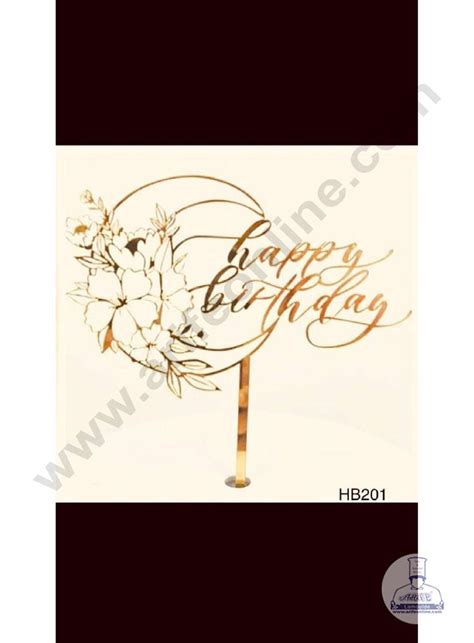 CAKE DECOR™ 5 inch Acrylic Floral Moon Happy Birthday Cake Topper Cake ...