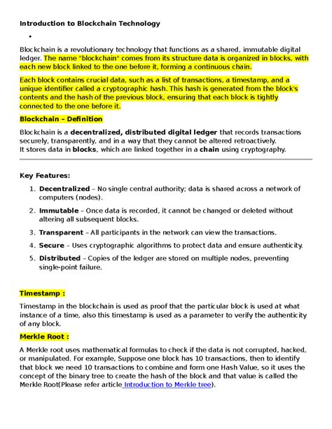Blockchain Technology Overview: Key Concepts and Components - Studocu