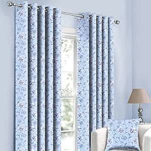 Buy HOKIPO Whiteout Floral Window Curtains 5 Feet Set of 2 (IN-685-D4*2 ...