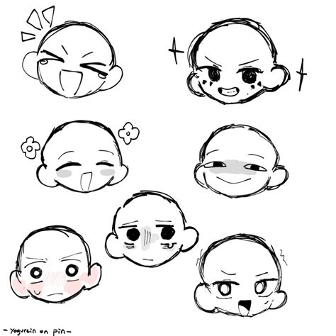 Cute chibi face collection with expressive emotions