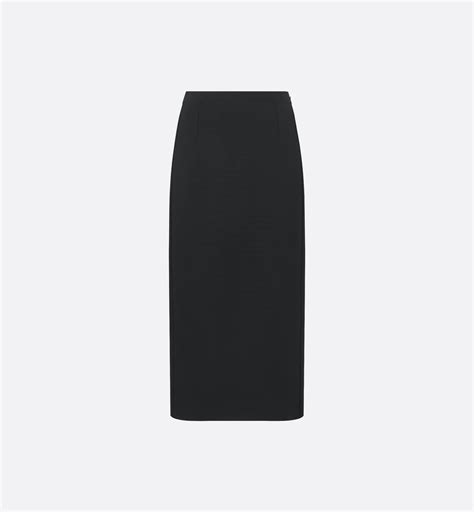 Mid-Length Straight Skirt Black Technical Knit | DIOR