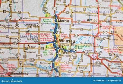 Map Image of Wausau, Wisconsin Stock Photo - Image of tourism, woodson ...