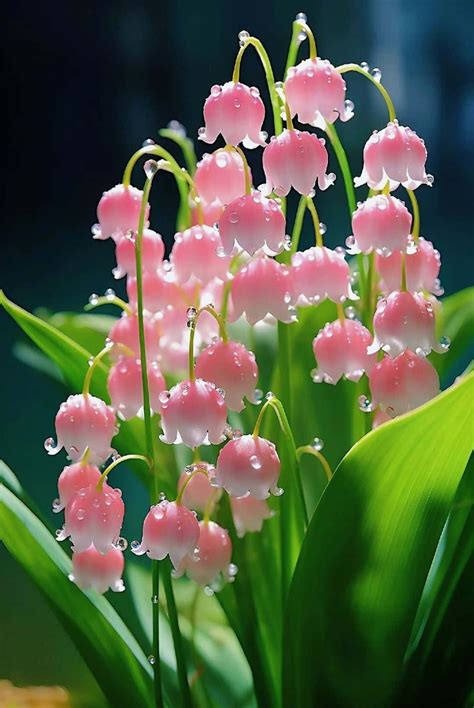 Download Dew Kissed Pink Lilyofthe Valley Wallpaper | Wallpapers.com