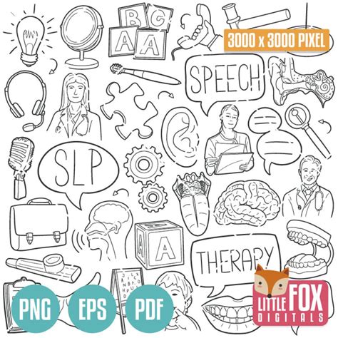 SLP, Doodle Vector Icons. Speech Language Therapy Doodle Icons Clipart ...