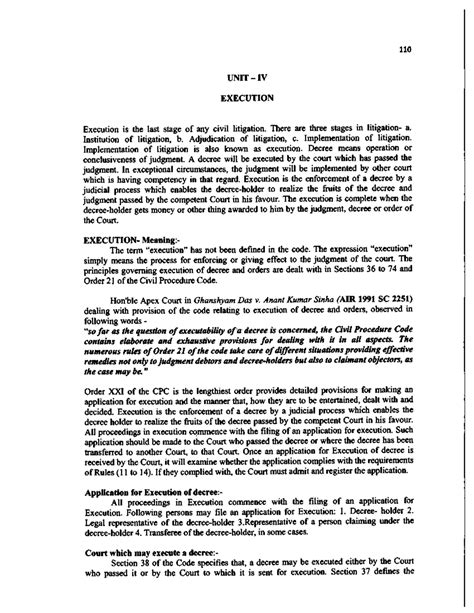 Execution under CPC - Civil Procedure Code And Law Of Limitation - Studocu