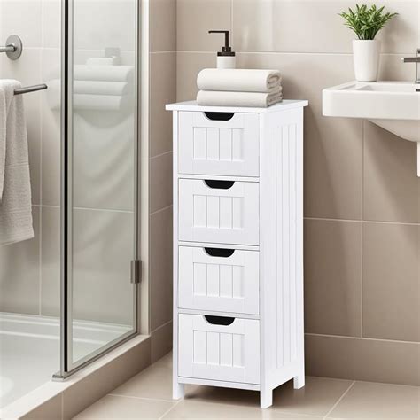 Amazon.com: Saicool Bathroom Storage Cabinet, Floor Freestanding Wooden ...