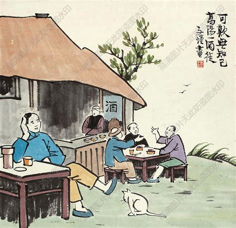 丰子恺名画 《可叹无知己 高阳一酒徒》高清作品下载_大师名画网