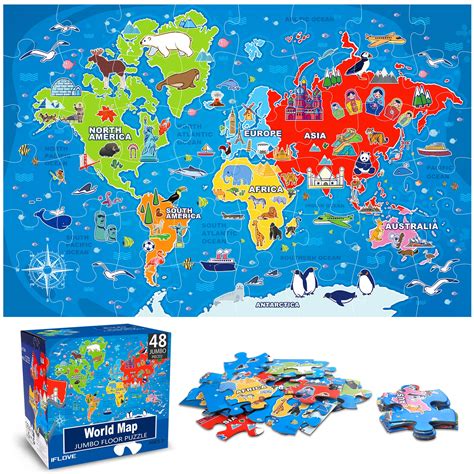 Jumbo Floor Puzzle For Kids World Map Jigsaw Geography Puzzles ...