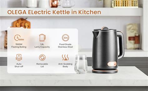 Buy OLEGA Electric Kettle for Boiling Water, 1500W Fast Boiling Hot ...