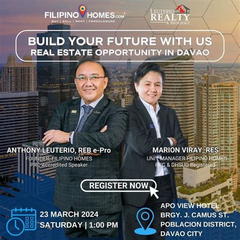 REAL ESTATE OPPORTUNITY IN DAVAO, Apo View Hotel, Davao, 23 March 2024 ...