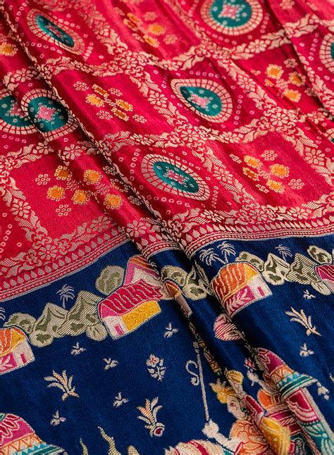 Pure Modal Satin Traditional Daman Pattern Jacqurad Embroidery Fabric ...