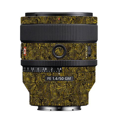Yellow Spirals Sony 50mm 1.4 Camera Lens Skin