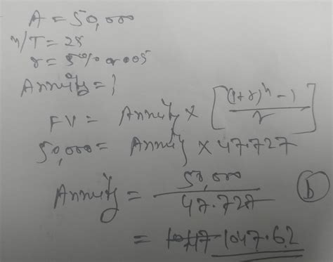 If the amount of an annuity after 25 years at 5% p.a C.I is ` 50,000 ...