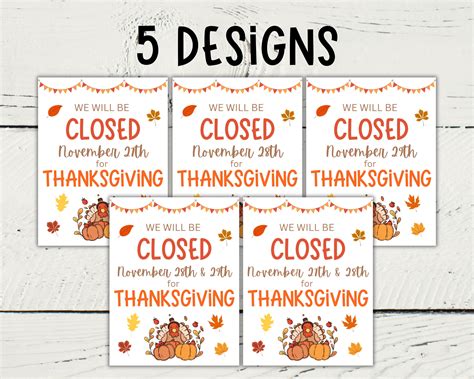 Closed for Thanksgiving Sign | Printable PDF & JPG | Fall Décor ...