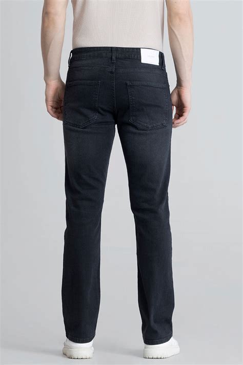 Buy Men's Obsidian Washed Black Straight Fit Jeans Online | SNITCH