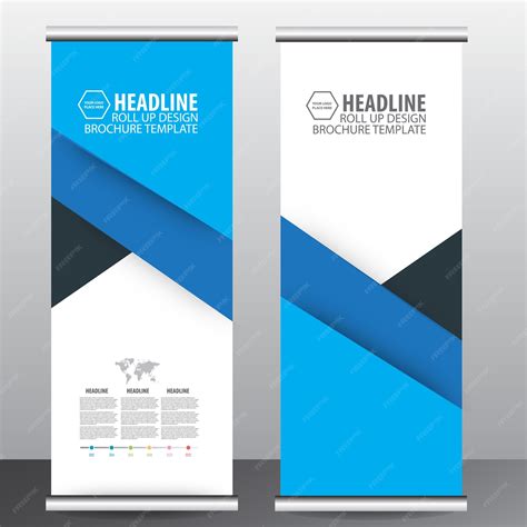 Blue roll up business brochure flyer banner | Premium Vector
