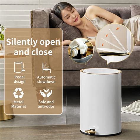 Buy Trash Can with Lid, 8L/2Gallon Bathroom Garbage Can with Foot Pedal ...