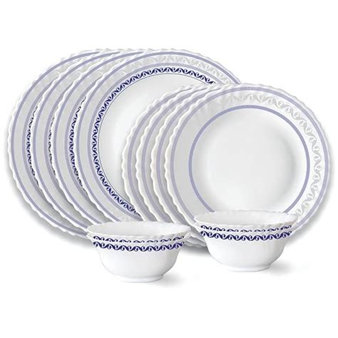 Larah by Borosil Jazzblue Fluted Series Opalware Dinner Set | 12 Pieces ...