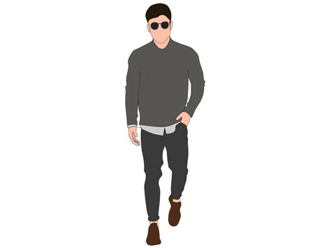 Vector about flat face man with a gray colour shirt and gray black ...