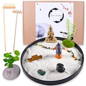 Amberr Japanese Zen Garden Kit for Desk - Premium Mini Sand Garden With ...